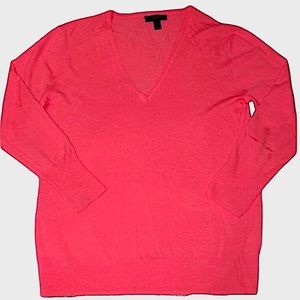 J. Crew Pink Merino Wool V-Neck Sweater